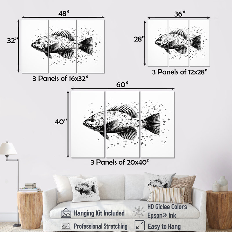 Ensemble de reproduction d'art mural monochrome noir et blanc «II» - Coastal Coral Under Water, Toile tendue