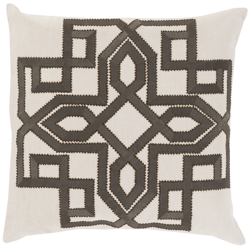 Geometric Throw Pillow, 20" H x 20" W x 4" D, Salmon / Taupe, Down