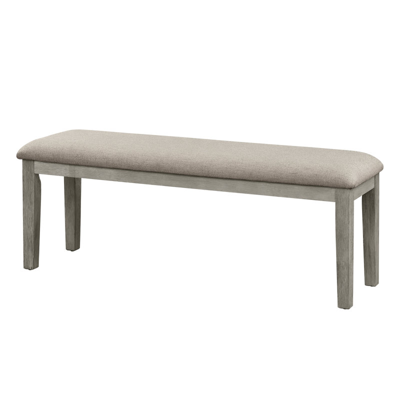 Gray Fabric Upholstered Bench With Wooden Frame For Dining Room Covered Finish, Beige/Gray Oak