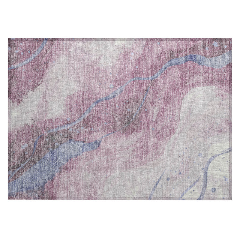 Machine Washable Indoor/Outdoor Claudian ACN1532 Mauve Rug, Rectangle 1'8" x 2'6"