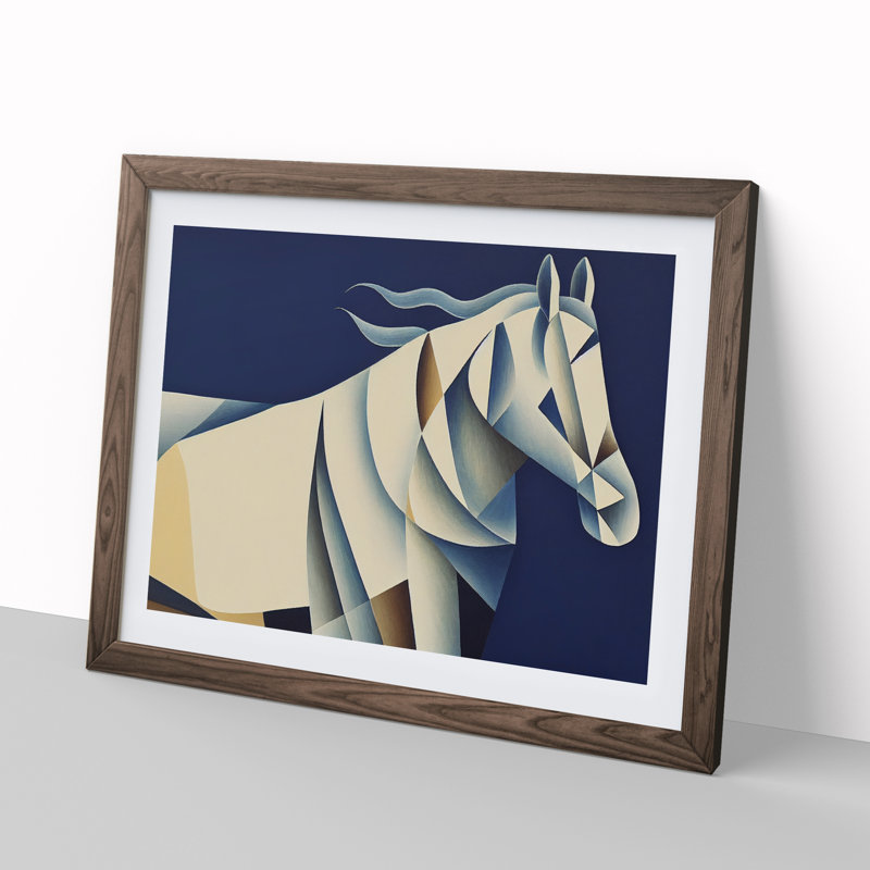 Soulful Horse Abstract - Framed Print, 25cm H x 34cm W x 2cm D, Walnut