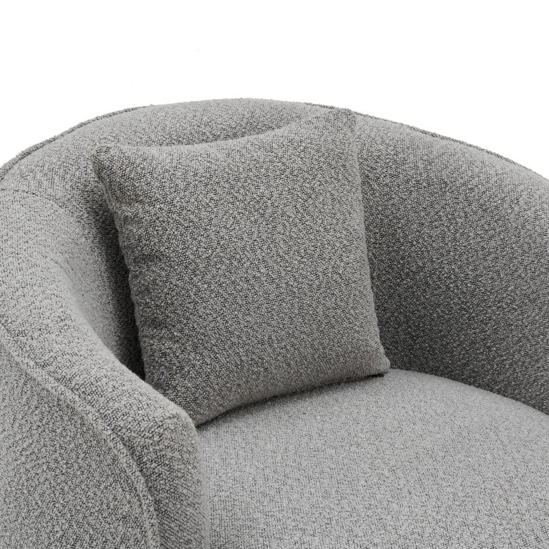 Modern Boucle Upholstered Swivel Accent Chair, Light Gray