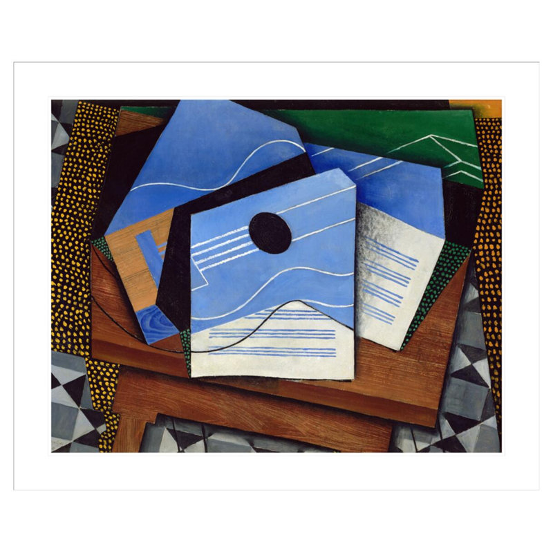 «Guitare sur une table» par Juan Gris - impression giclée sur cadre, H 33,5 po x l 40,72 po