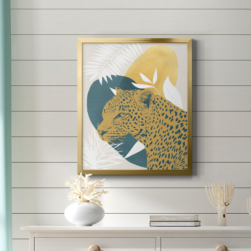 Toile encadrée de qualité supérieure Jungle Cat II - prête à être accrochée, Or, H 20 po x l 16 po