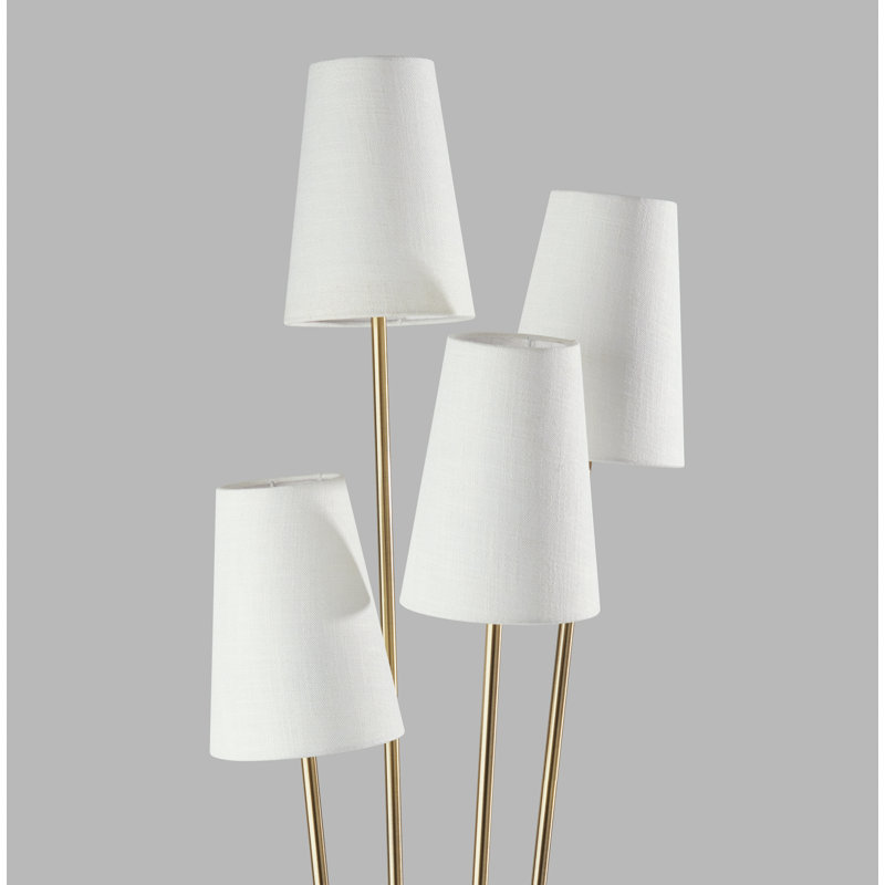 Lampe sur pied 68 po Pierre, Laiton antique, Blanc cassé
