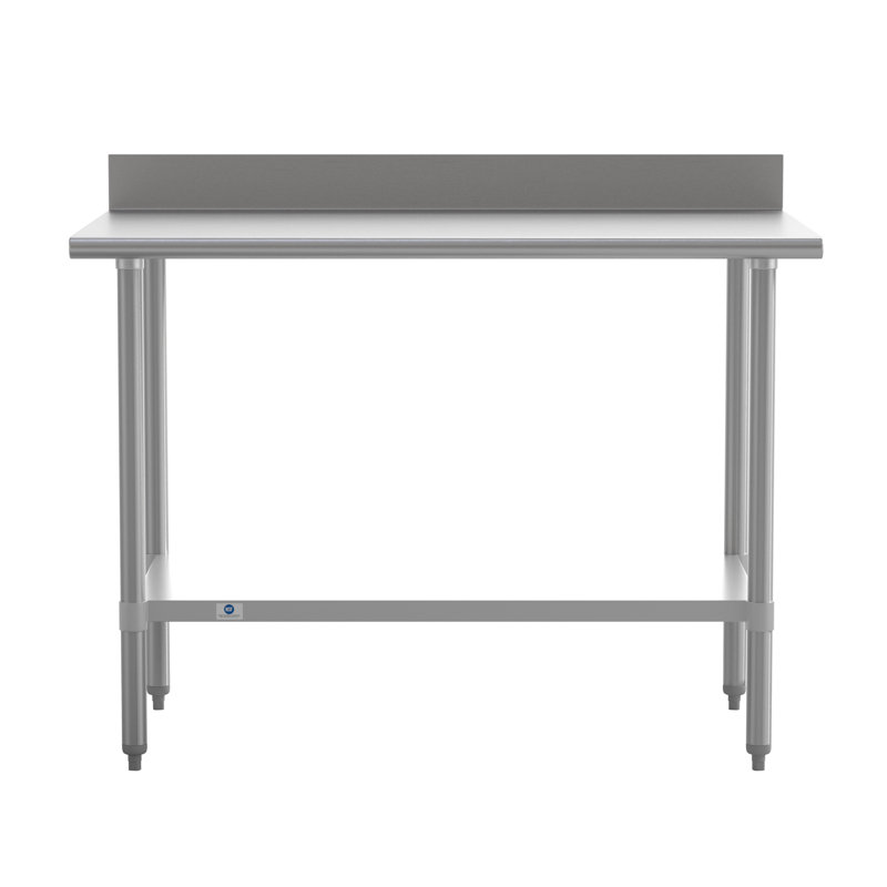 Commercial Stainless Steel Kitchen Prep Table with Adjustable Shelf and Backsplash