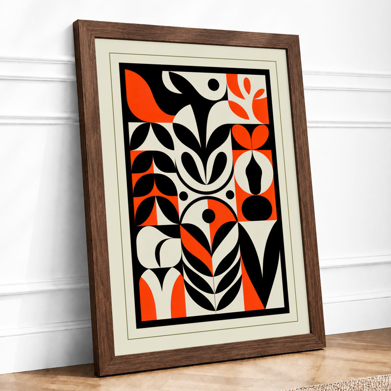 Botanical Deco Art Deco - Framed Print, A2 - 59.4 x 42.0 cm, Walnut