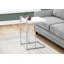 Table d'appoint, en forme de C, bout, côté, collation, salon, chambre à coucher, stratifié blanc brillant, métal chromé, contemporain, moderne-2109417779-2109417778