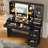 Makeup Vanity With Lights & Sliding Mirror, Vanity Desk With Jewelry Organizer, Glass Cabinet & 5 Drawers, Dressing Table-651138476