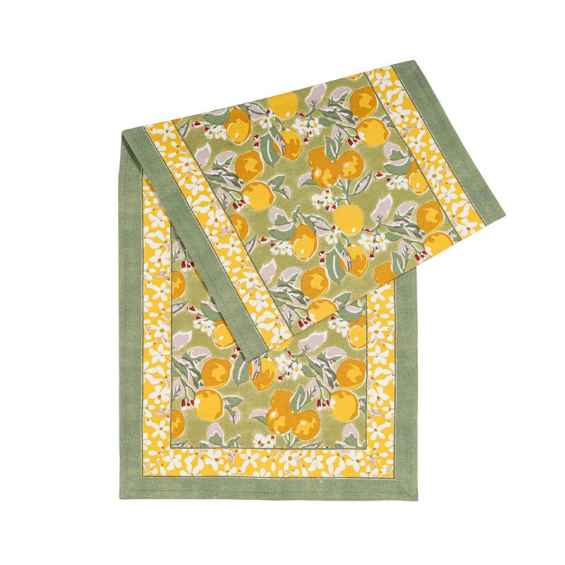 Aazad Tablecloth, Vert/Yellow, 90" L x 16" W