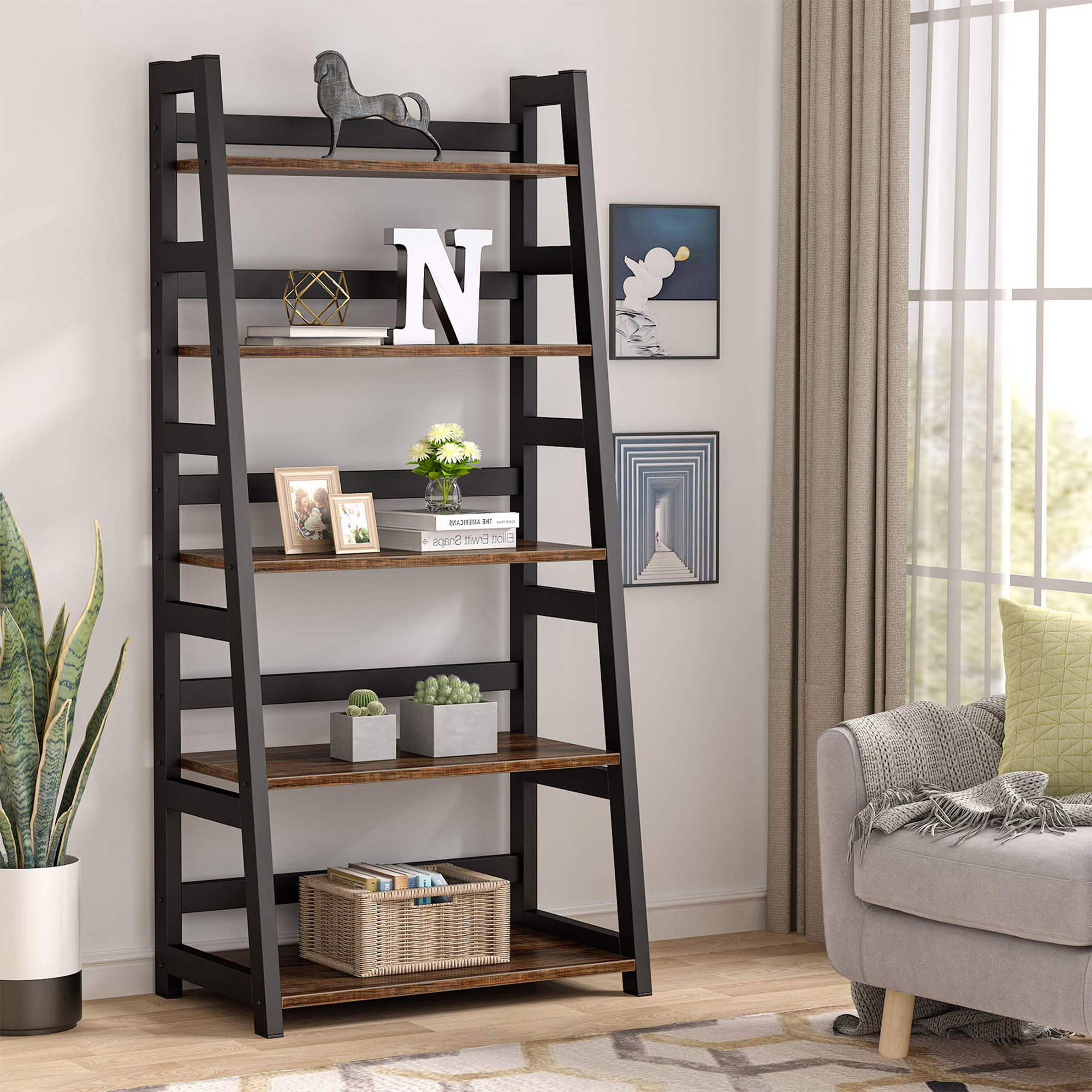 Williston Forge Brentwood 144cm H x 60cm W Metal Ladder Bookcase ...