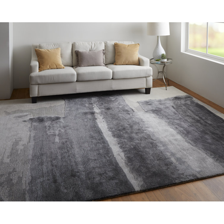 Ramiro Transitional Abstract, Grey/Blue/Ivory Area Rug