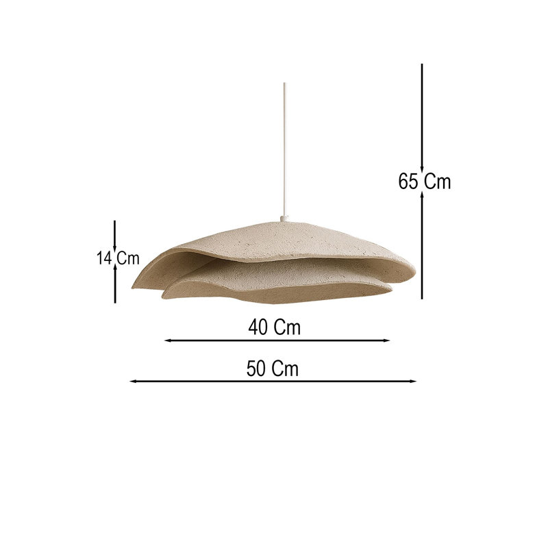 Lustre réglable élégant, structure en métal crème et blanc, plaque de base de diamètre 19,7 po x 5,5 po | Hauteur: 7,9 - 25,6 pouces | Convient aux ampoules E27 (40 W maximum), indice de protection IP20 | Parfait pour les salles à manger et les espaces de vie, design élégant