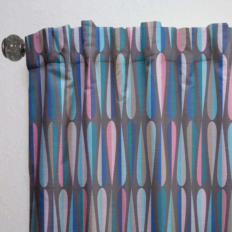 Retro Abstract Drops V - Rideau Mid-Century - Velours obscurcissant - 1 panneau, Bleu marine, l 52 po x L 63 po