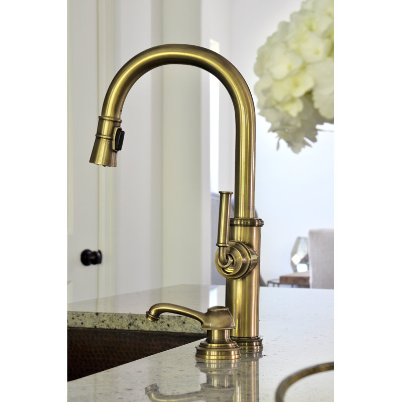 Taft Single Handle Pull Down Kitchen Faucet, Forever Brass (PVD)