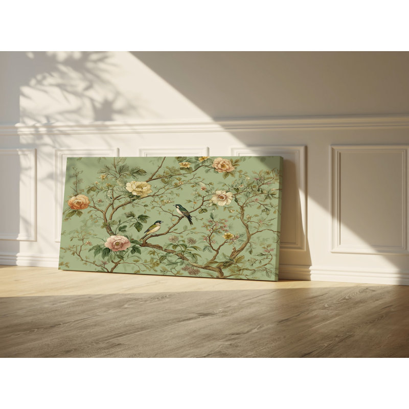 Chinoiserie Floral Ready-to-Hang Canvas Wall Art, 16" H x 32" W x 1.5" D