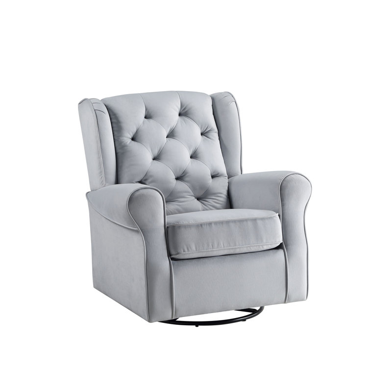 Zeger Gray Fabric Glider Chair With Swivel