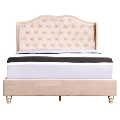 Beige Upholstered Full Bed - Elegant Design, Foam Filled, , 50"h X 60"w 80"d, Easy Assembly Made Feasible Again Size , 80"d 50"h, Promised Here