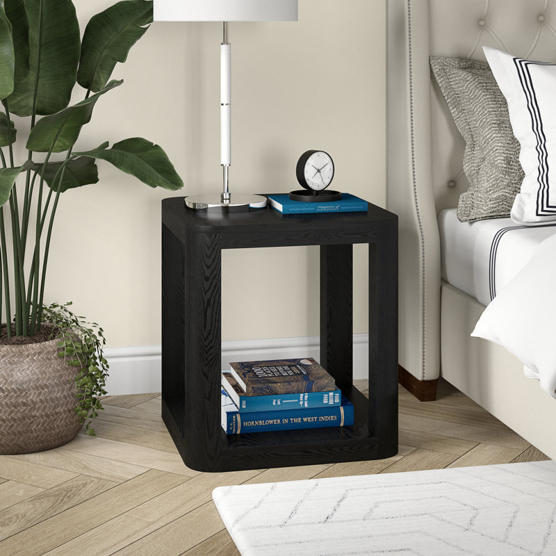 Vegard Floor Shelf End Table, Black