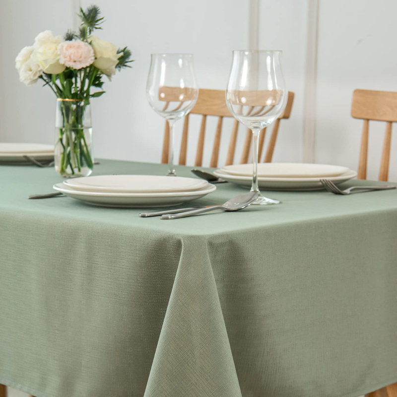 Faux Linen Texture Tablecloth Stain Resistant Waterproof Wrinkle Resistant Table Cloth, Fabric Decoration, Rectangle 60 X 120 Inch, Sage Green