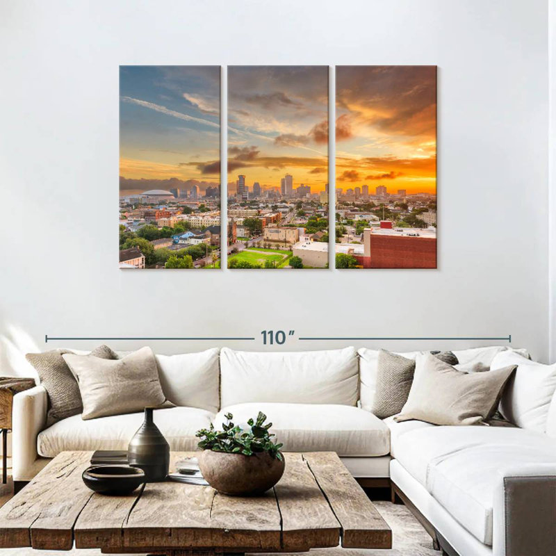 Siréci, Nouvelle-Orléans, coucher de soleil, H 48 po x l 74 po