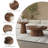 Round Brown Walnut Coffee Table Set of 2 for Living Room -1425060119