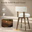 Tabouret de bar pivotant rembourré avec structure en bois massif et repose-pieds plaqué or-129235219