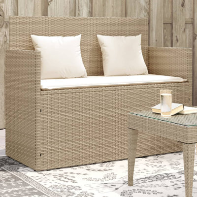 Vidaxl Patio Bench With Cushions Gray Poly Rattan by VidaXL