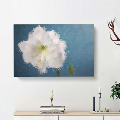 White Amaryllis Flower in Abstract - Wrapped Canvas