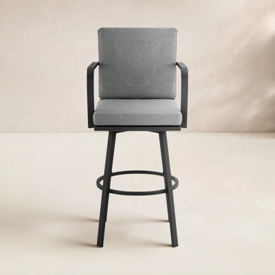 Cemalettin 30" Patio Bar Stool with Cushion by Wade Logan