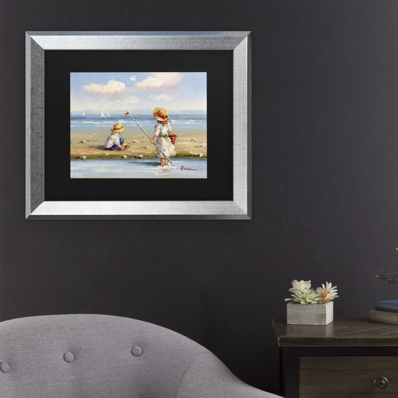 «At the Beach III», reproduction de peinture acrylique sur toile, H 26 po x l 32 po x P 2 po, Toile tendue, Blanc
