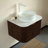 Floating Bathroom Vanity with Sink, Ceramic Basin and Marble Top, Large Drawer, Pre-Assembled-2109307880