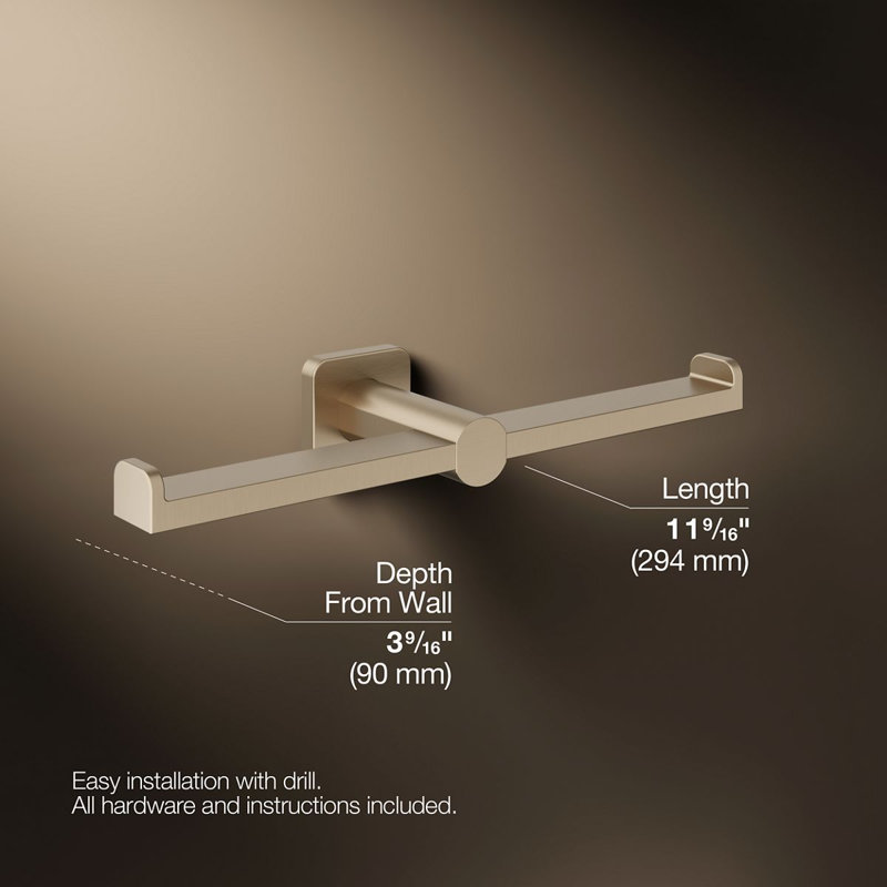 Parallel Double Toilet Paper Holder, Brushed Bronze