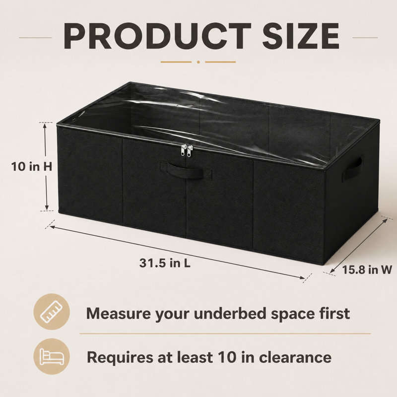  Ensemble de 4 contenants de rangement de 10 pouces de hauteur sous le lit, grands bacs de rangement sous le lit avec couvercles pour la chambre à coucher, le dortoir, les vêtements, l'organisation de placard, les draps ou les couvertures