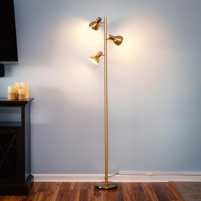 Dimmable Led Floor Lamp With Adjustable Heads, Modern Standing Lamp For Living Room, Bedroom, Or Office, Energy-Efficient Tree Lamp Design