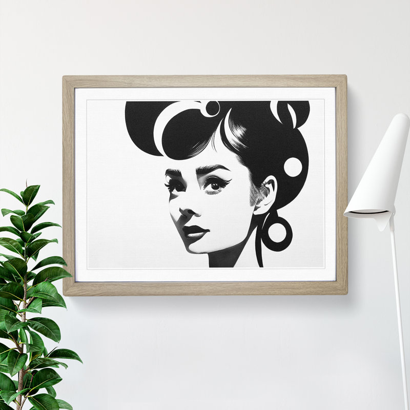 Audrey Hepburn Monochrome Vol.4 - Single Picture Frame Print, 34cm H x 46cm W x 2cm D, Oak Framed