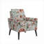 Fauteuil d'appoint de salon en tissu de polyester à motif floral avec pieds en bois massif pour petits espaces