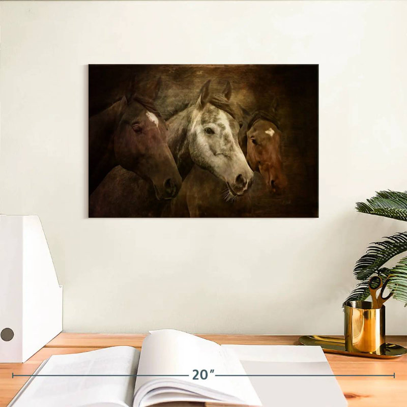 Brampt Three Horses, 8" H x 12" W