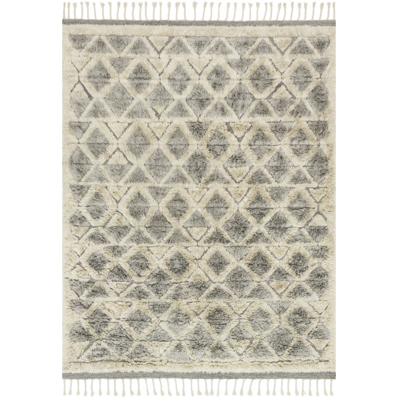 Keshaun Hand Knotted Wool Geometric Indoor Rug, Rectangle 8'6" x 11'6"
