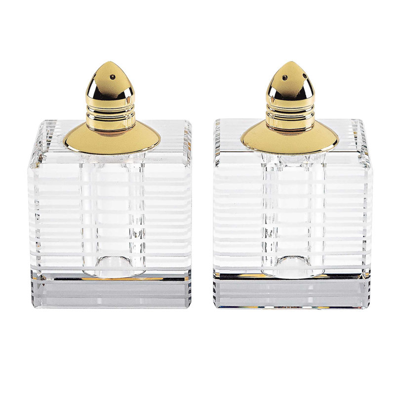 Ensemble salière et poivre Badash Crystal Badstripes, Or