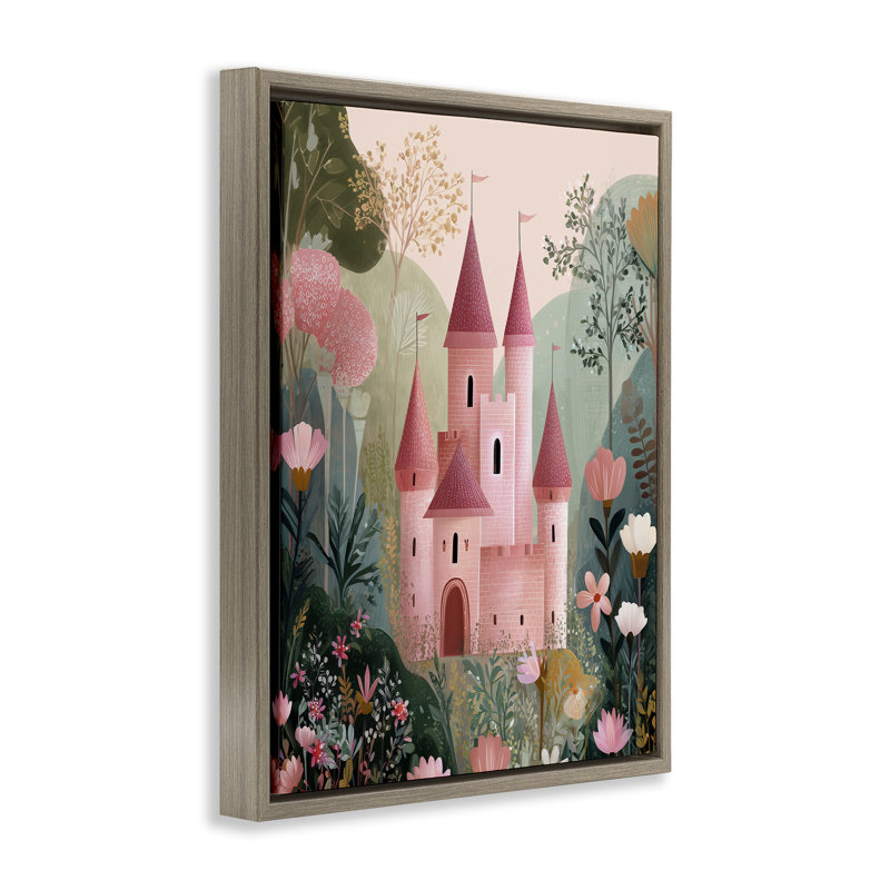 Château pour une princesse cadre flottant, design par Christine Simpson Art, H 31 po x l 25 po