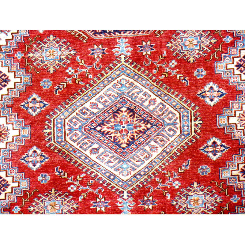 Tapis unique ivoire / bleu / rouge noué à la main de haute qualité