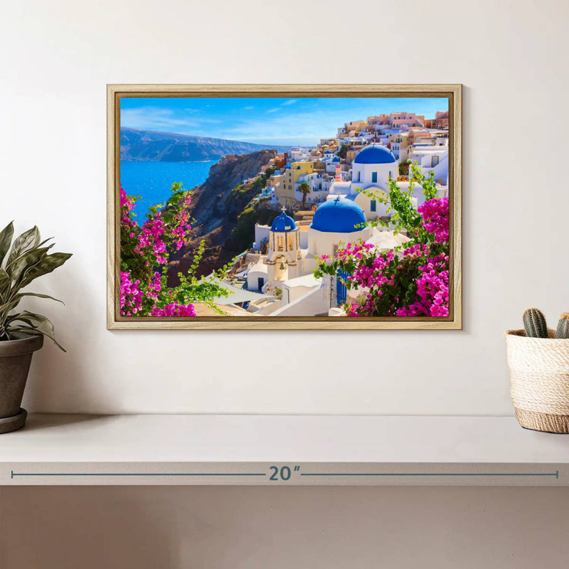 Perspectives d'Oia, Cadre flottant en bois naturel, 13 po x 9 po