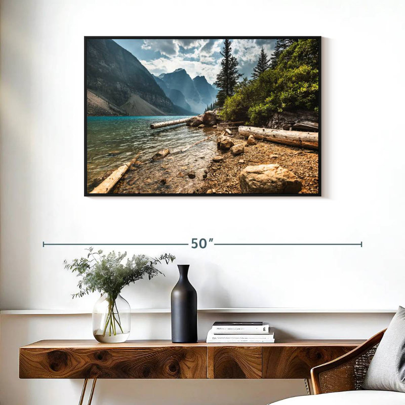 Moraine Lake Waterfront, Cadre flottant noir, 37 po x 25 po