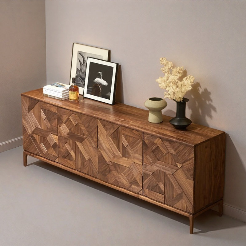 Creative Solid Wood TV Stand, 31.5"H x 78.74"L x 17.72"W