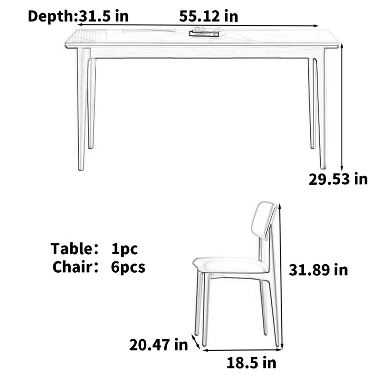 Table rectangulaire moderne de style crème moderne, H 29,53 po x L 55,12 po x l 31,5 po