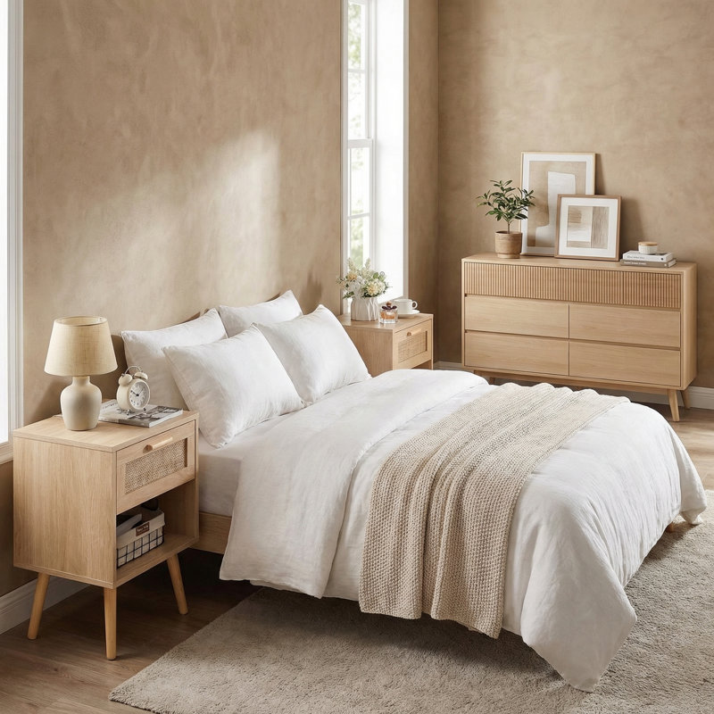 Ensemble de chambre à coucher (table de chevet et commode)