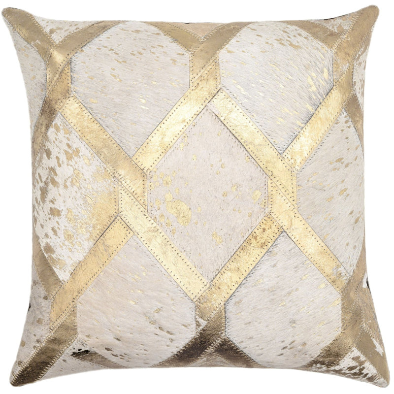 Coussins décoratifs en cuir de vache Canvello, H 18 po x l 18 po, Carré