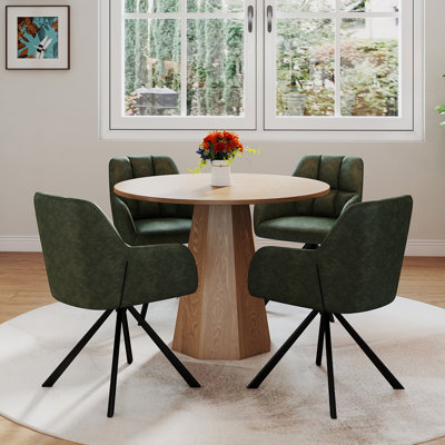 Ensemble de tables de salle à manger rondes de style Mid-Century avec chaises pivotantes