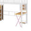 Lit mezzanine simple en métal avec poste de travail intégré, garde-robe, escalier de rangement et DEL-989217017